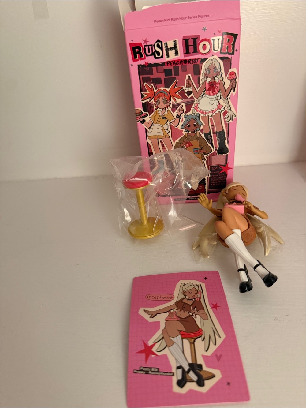 Peach riot rush hour receptionist poppy